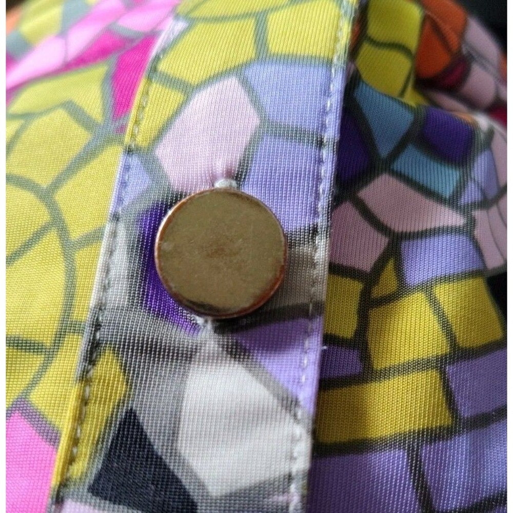 Carmen Marc Valvo Blouse Size S Stained Glass Pattern  French Cuff Metal Buttons - Picture 2 of 8